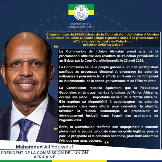 La Commission de l’Union Africaine félicite Brice Clotaire Oligui Nguema